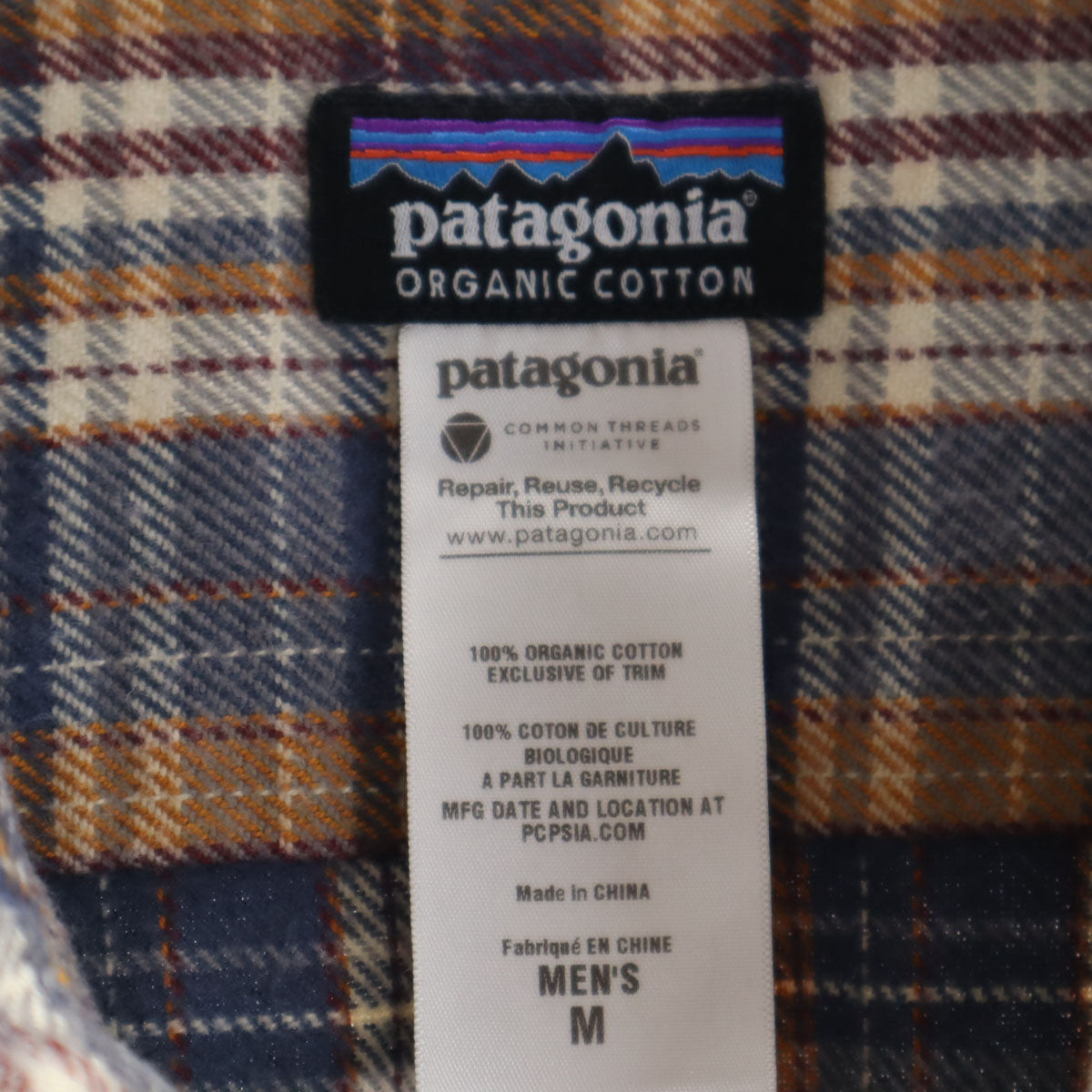 patagonia パタゴニア チェック柄 長袖 フランネル シャツ M ネイビー 53947 アウトドア メンズ