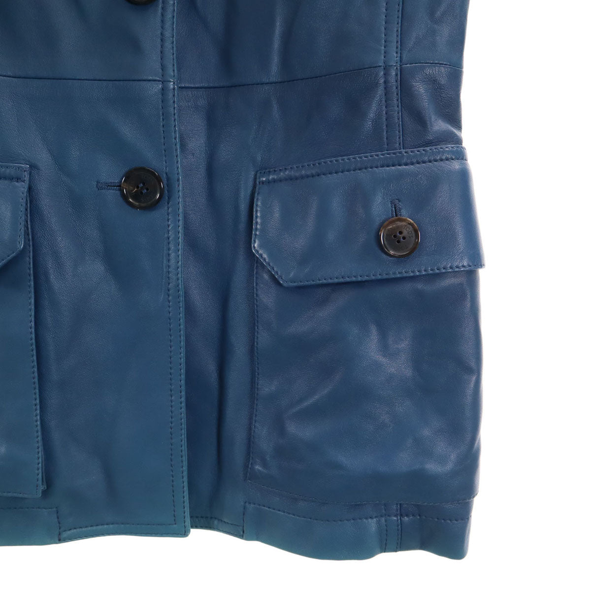 TOD’S トッズ イタリア製 レザージャケット 40 ブルー系 レディース