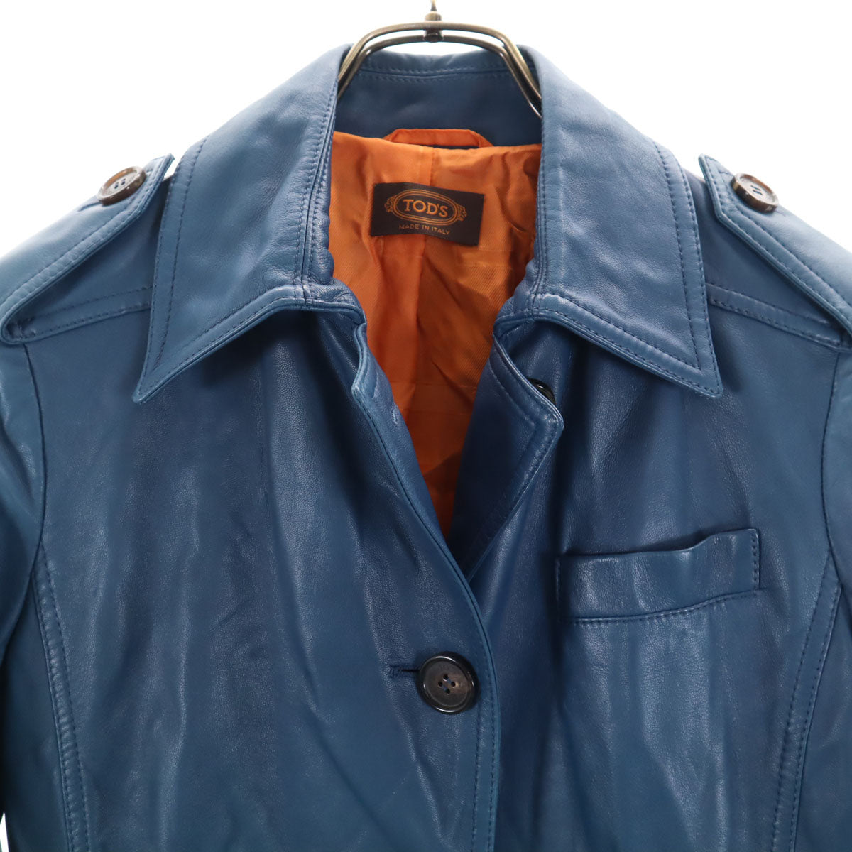 TOD’S トッズ イタリア製 レザージャケット 40 ブルー系 レディース