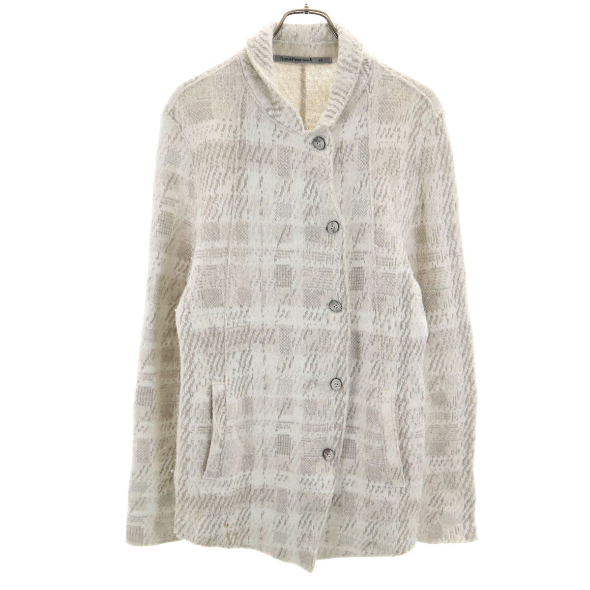 TRANSIT PAR SUCH トランジットパーサッチ イタリア製 ウールブレンド 総柄 ニットジャケット 2 グレー系 レディース