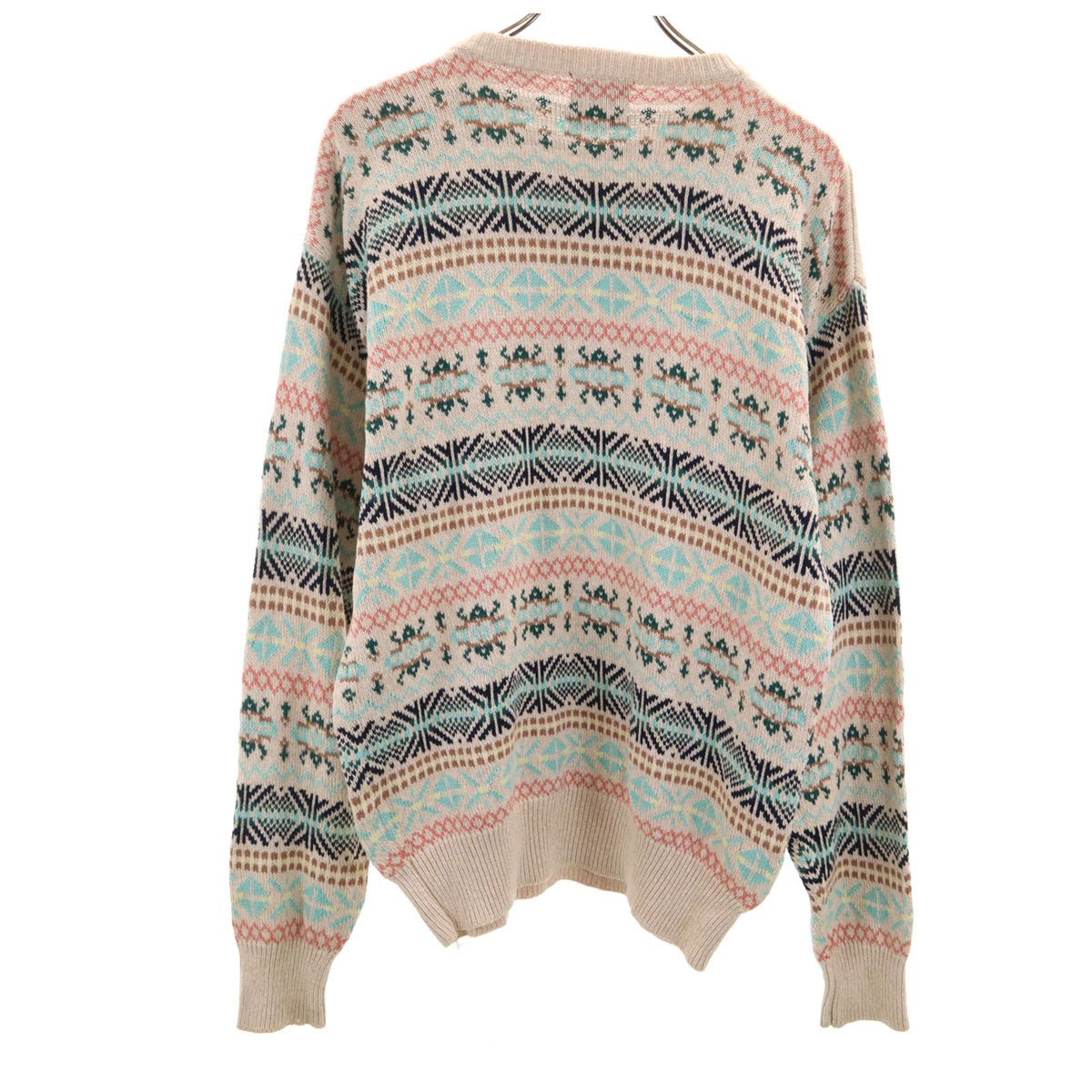 Allen Solly 80s 90s オールド フェアアイル柄 長袖 コットン セーター M ベージュ系 ニット メンズ