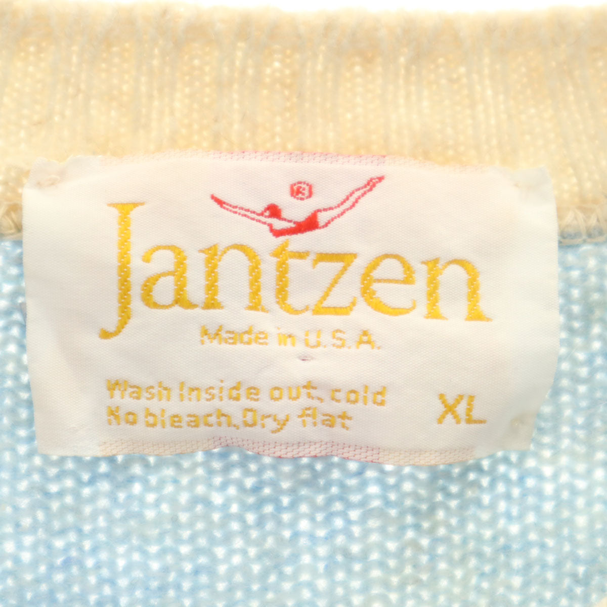 Jantzen ジャンセン 70s USA製 ヴィンテージ ボーダー柄 長袖 セーター XL ブルー系 ニット レディース