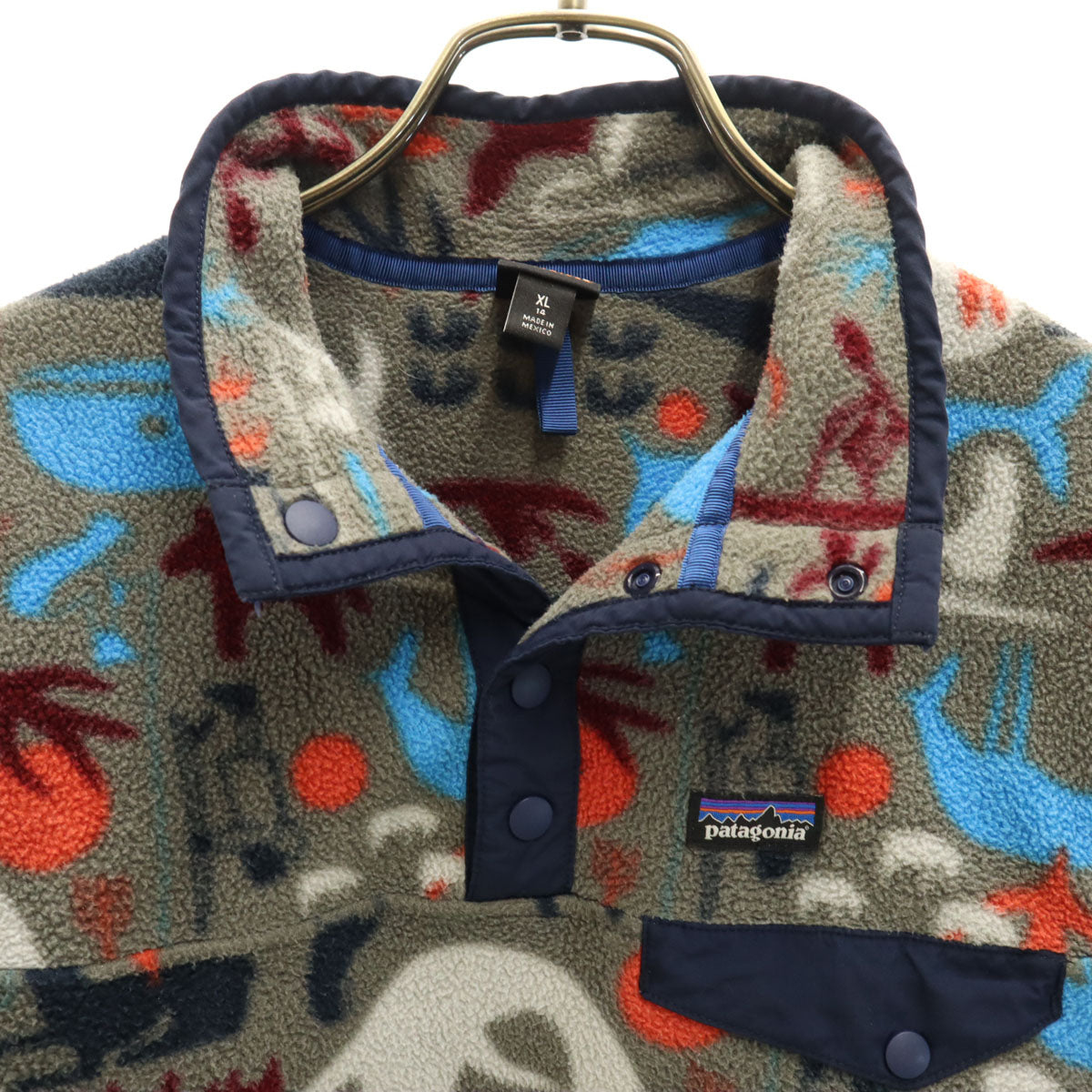 patagonia パタゴニア ハーフボタン プルオーバー フリースジャケット XL14 グレー系 アウトドア キッズ