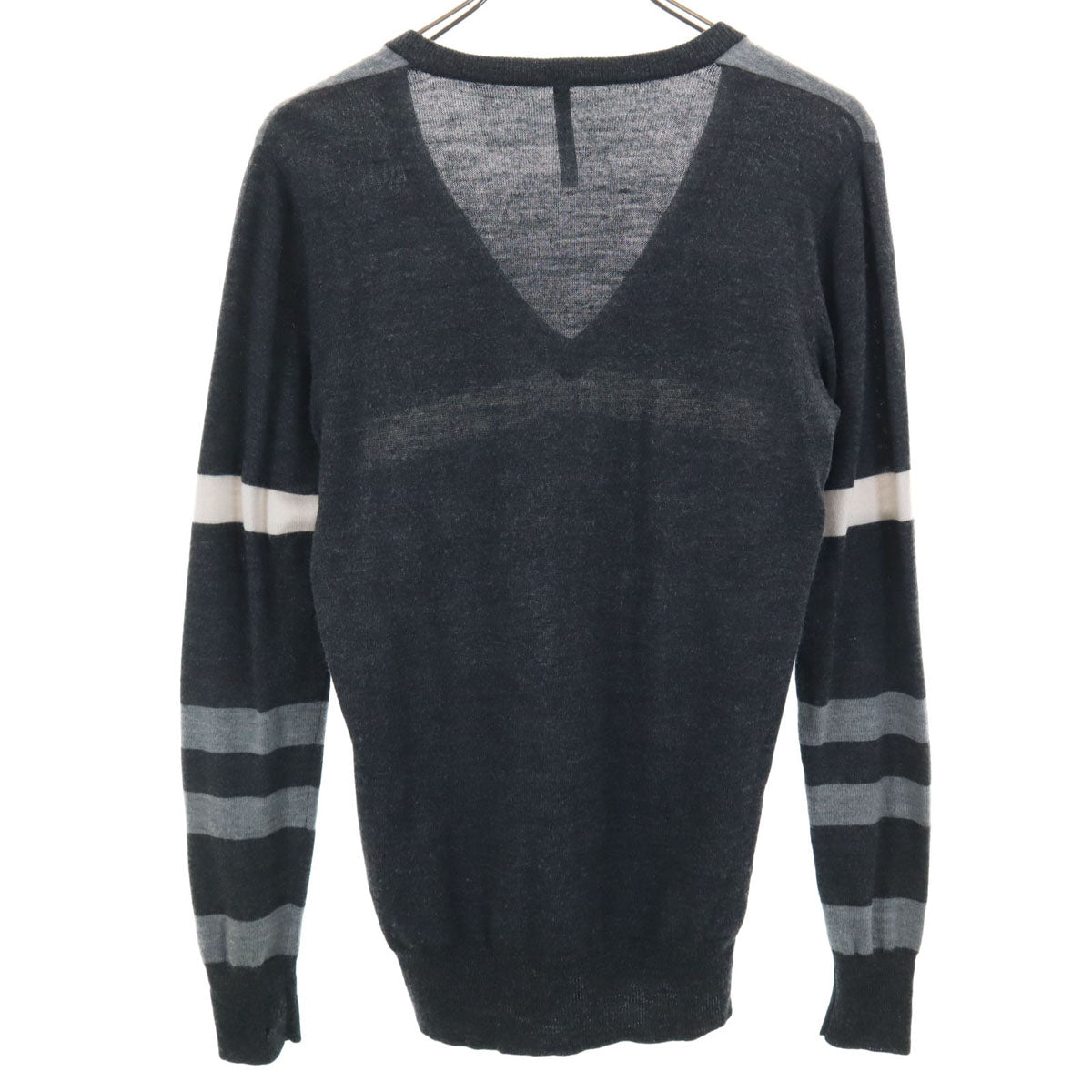 BLACKBARRETT ブラックバレット by NEIL BARRETT Vネック ウール ボーダー 長袖 セーター 2 グレー系 ニット 三陽商会 メンズ