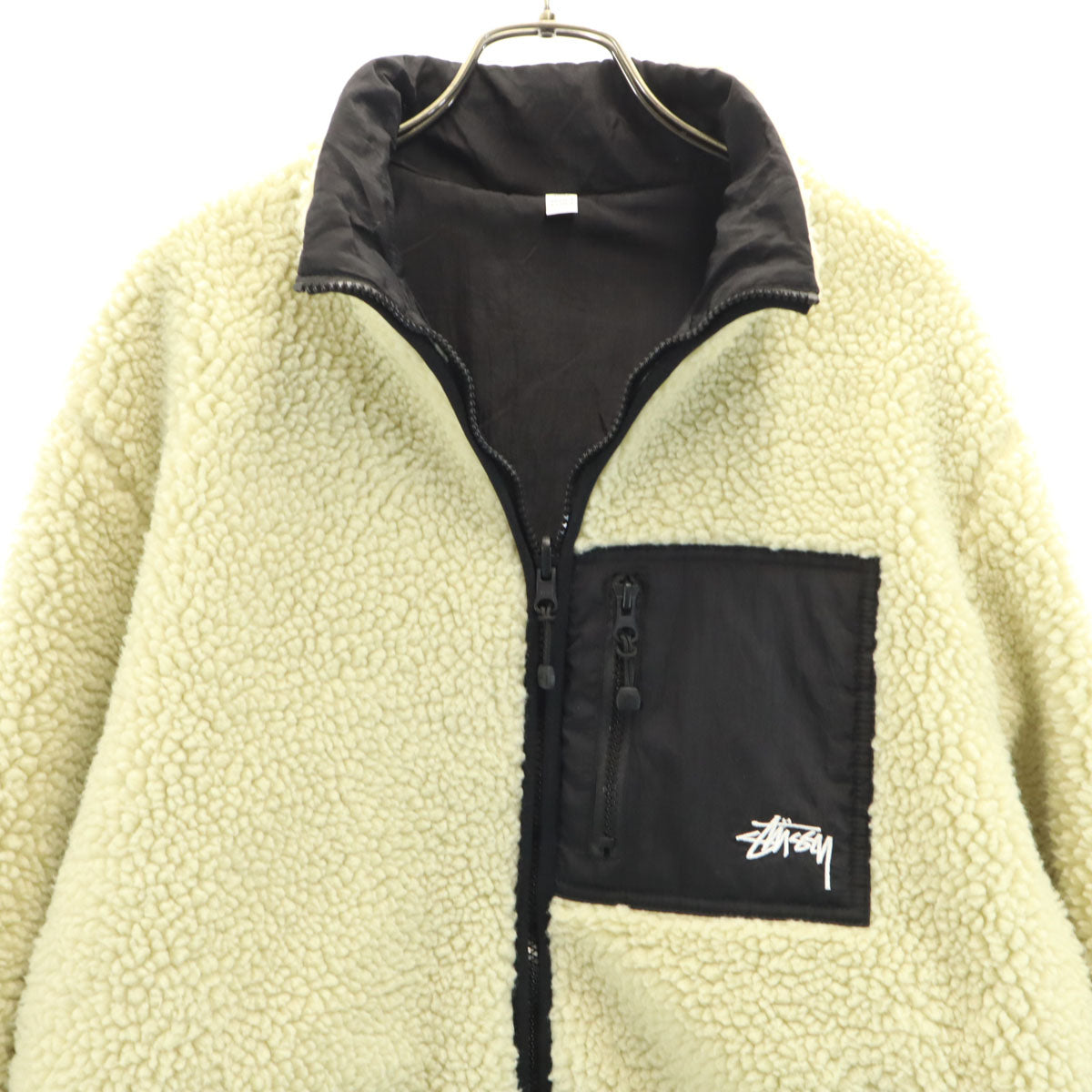 STUSSY ステューシー バック 8ボール ボアジャケット M クリーム リバーシブル メンズ