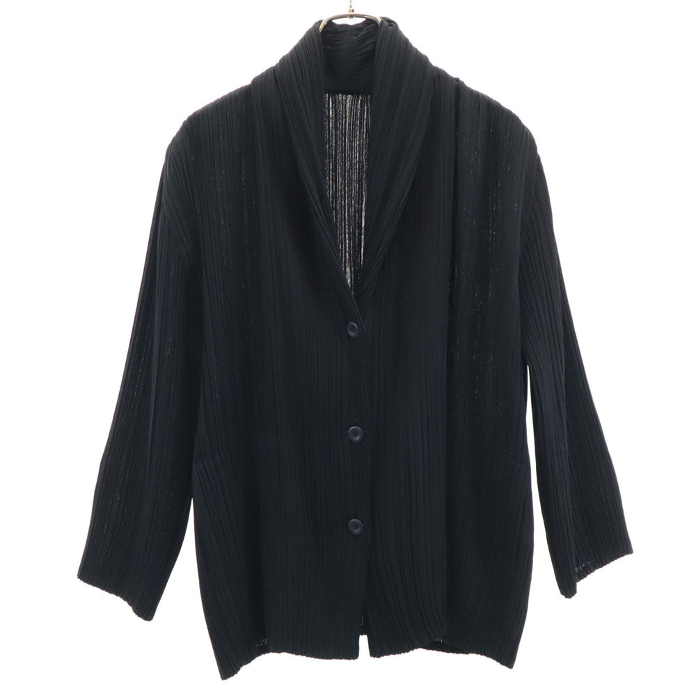 ISSEY MIYAKE イッセイミヤケ 日本製 長袖 カーディガン 3 ブラック レディース