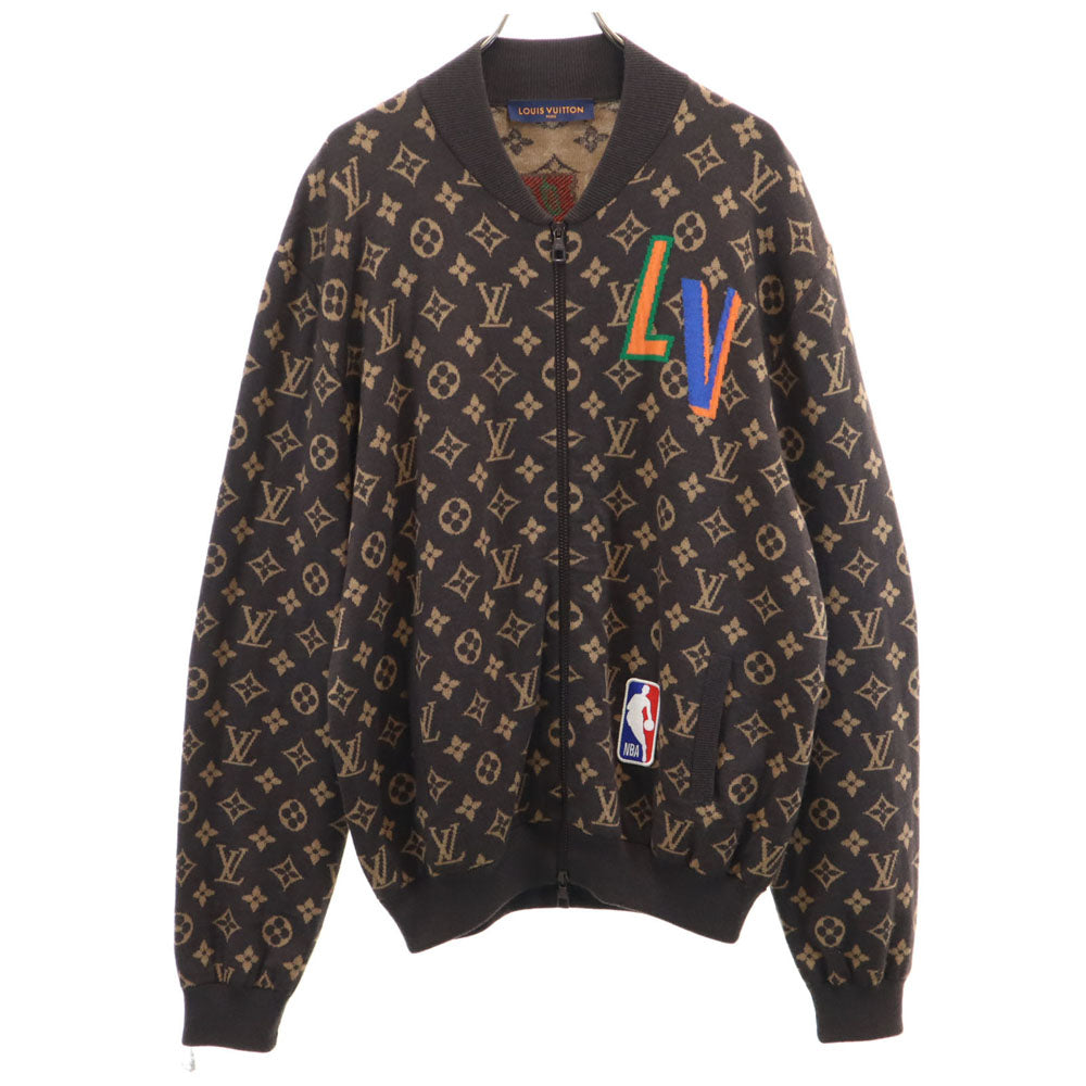 LOUIS VUITTON ルイヴィトン 21AW イタリア製 ウールブレンド NBA モノグラム グラフィックジップアップ ブルゾン XL ブラウン メンズ