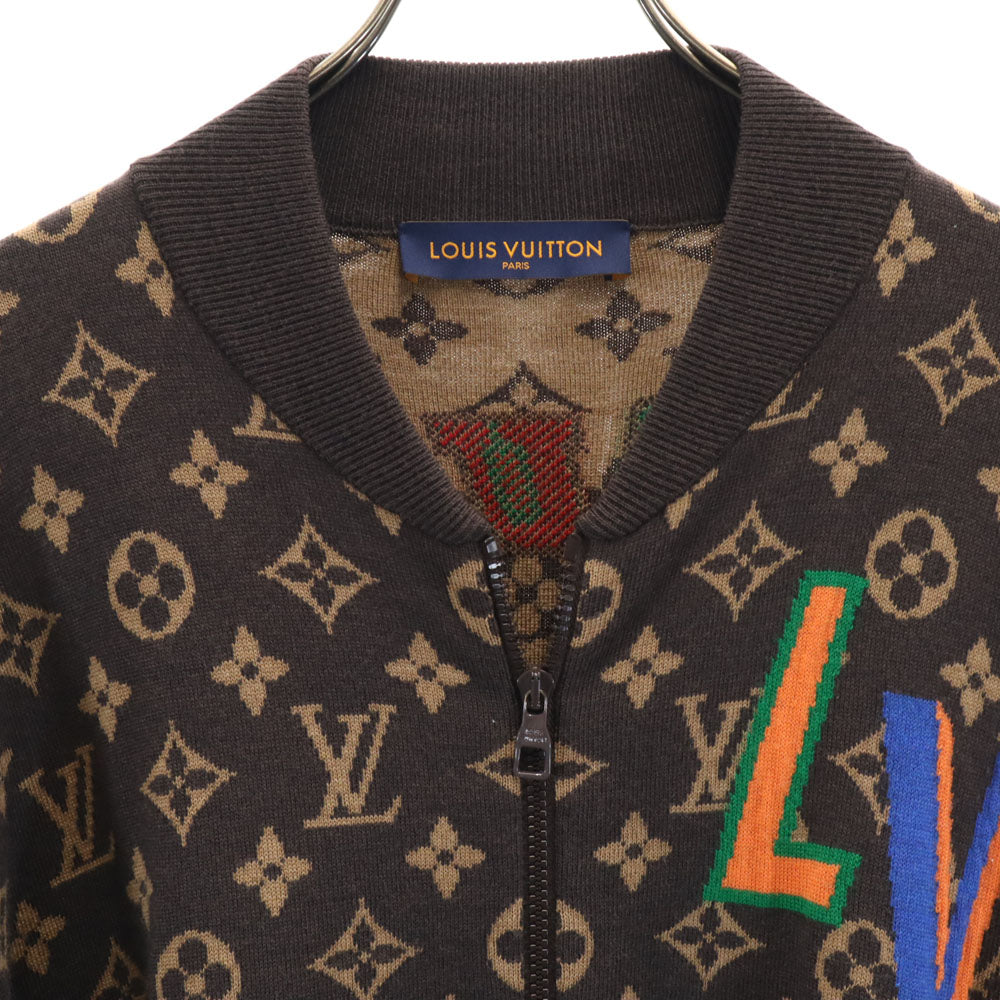 LOUIS VUITTON ルイヴィトン 21AW イタリア製 ウールブレンド NBA モノグラム グラフィックジップアップ ブルゾン XL ブラウン メンズ