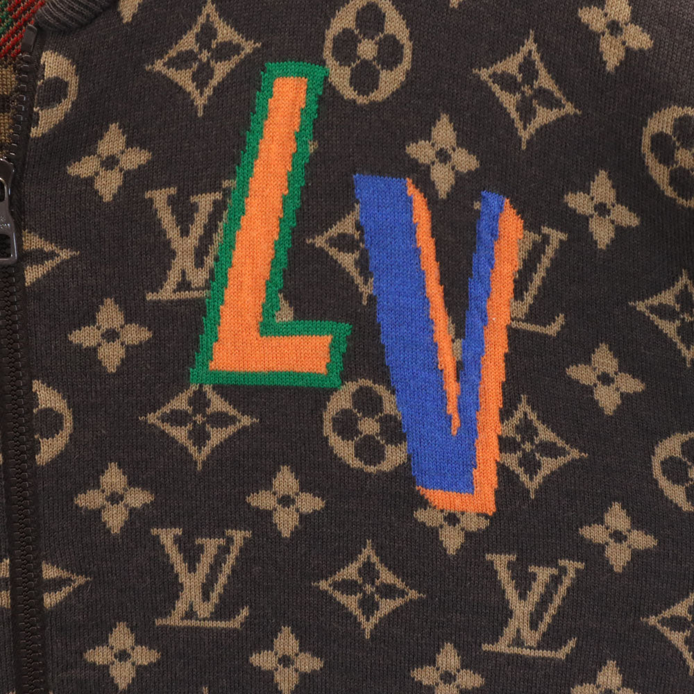LOUIS VUITTON ルイヴィトン 21AW イタリア製 ウールブレンド NBA モノグラム グラフィックジップアップ ブルゾン XL ブラウン メンズ