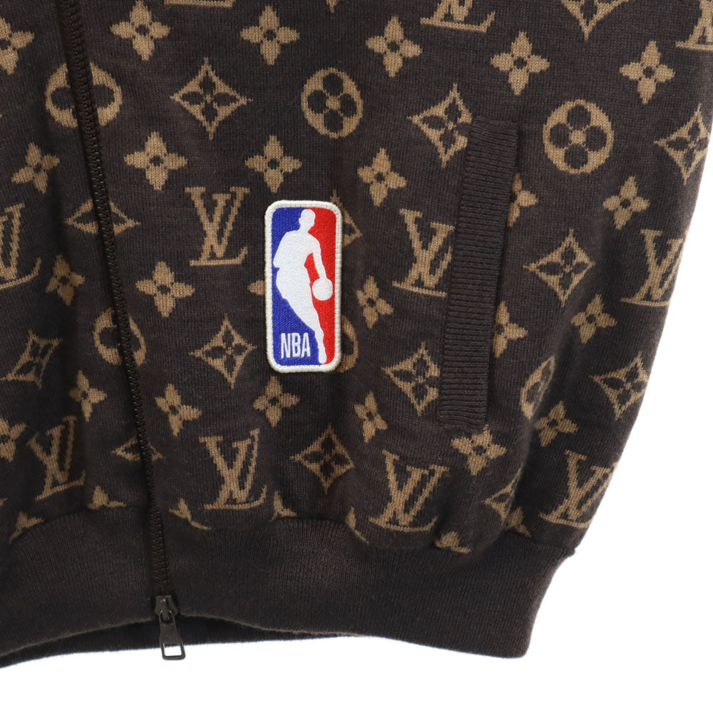 LOUIS VUITTON ルイヴィトン 21AW イタリア製 ウールブレンド NBA モノグラム グラフィックジップアップ ブルゾン XL ブラウン メンズ