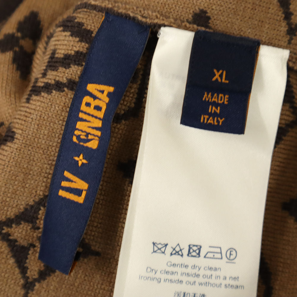 LOUIS VUITTON ルイヴィトン 21AW イタリア製 ウールブレンド NBA モノグラム グラフィックジップアップ ブルゾン XL ブラウン メンズ