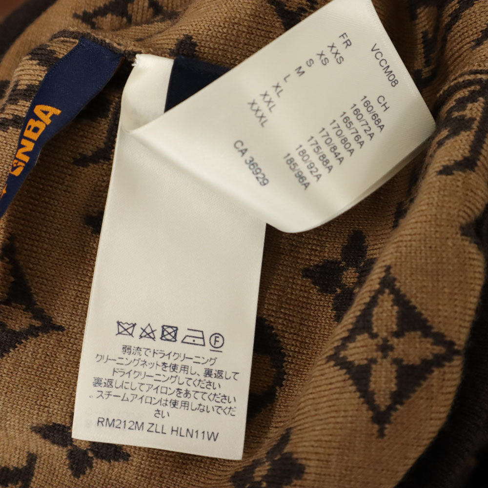 LOUIS VUITTON ルイヴィトン 21AW イタリア製 ウールブレンド NBA モノグラム グラフィックジップアップ ブルゾン XL ブラウン メンズ