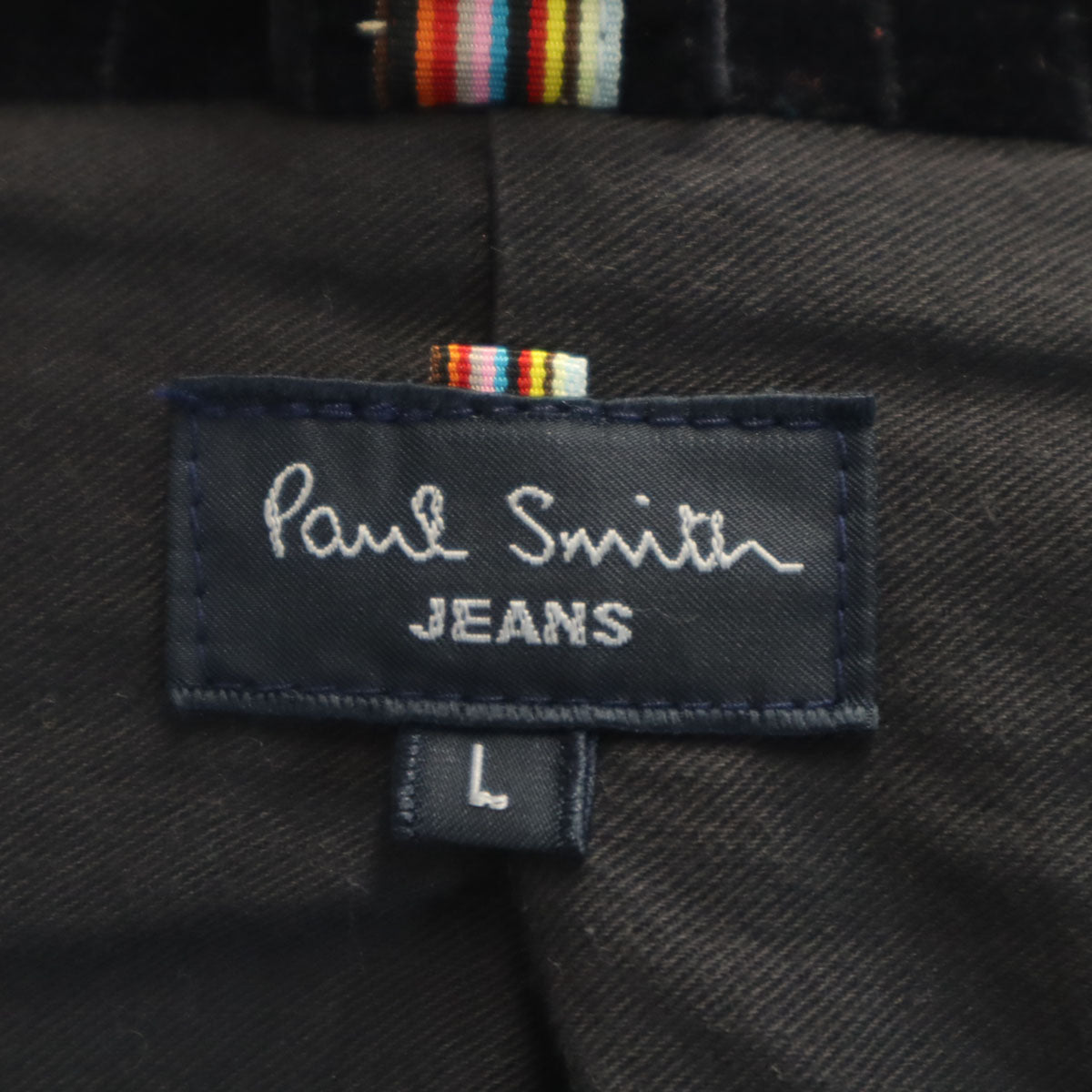 Paul Smith JEANS ポールスミスジーンズ ストライプ柄 ベロア テーラードジャケット L ブラック メンズ