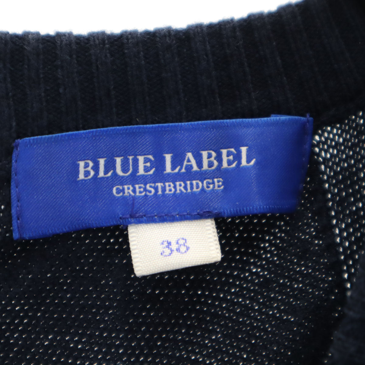 BLUE LABEL CRESTBRIDGE ブルーレーベルクレストブリッジ 日本製 長袖 セーター 38 ネイビー ニット 三陽商会 レディース