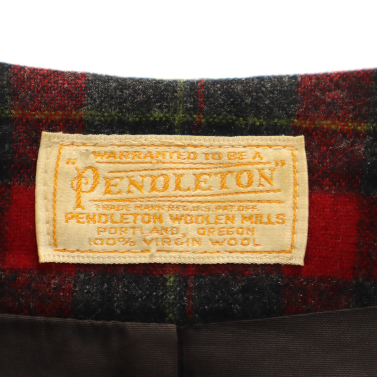 PENDLETON ペンドルトン 50s ウール100% ヴィンテージ チェック柄 7分袖 ノーカラージャケット レッド系 レディース