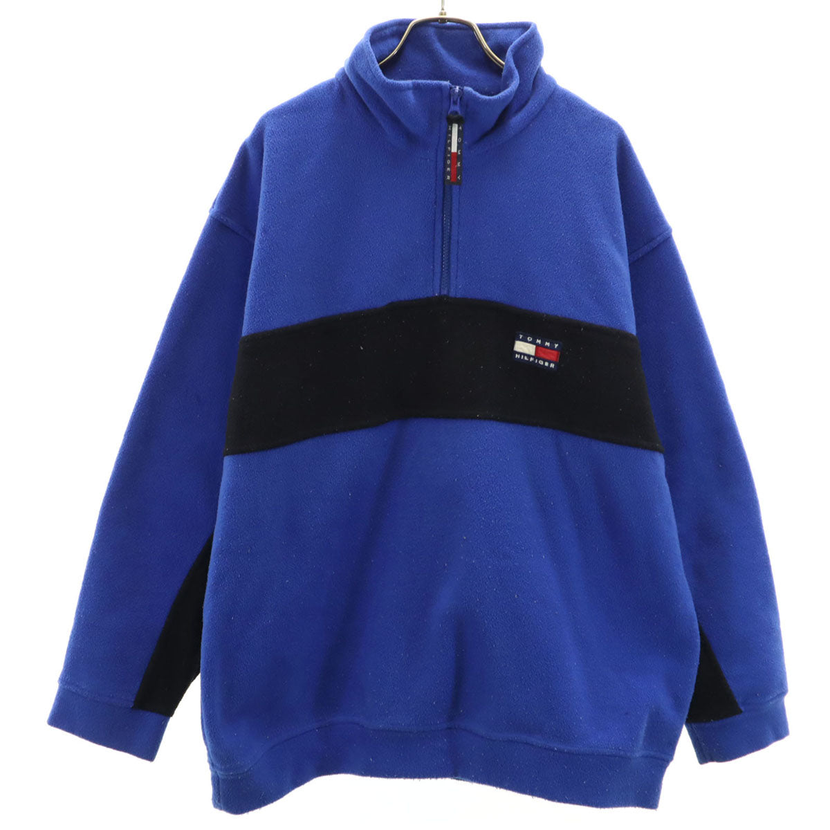 TOMMY HILFIGER トミーヒルフィガー 90s オールド フラッグタグ 長袖 ハーフジップ フリース ウェア M ブルー メンズ