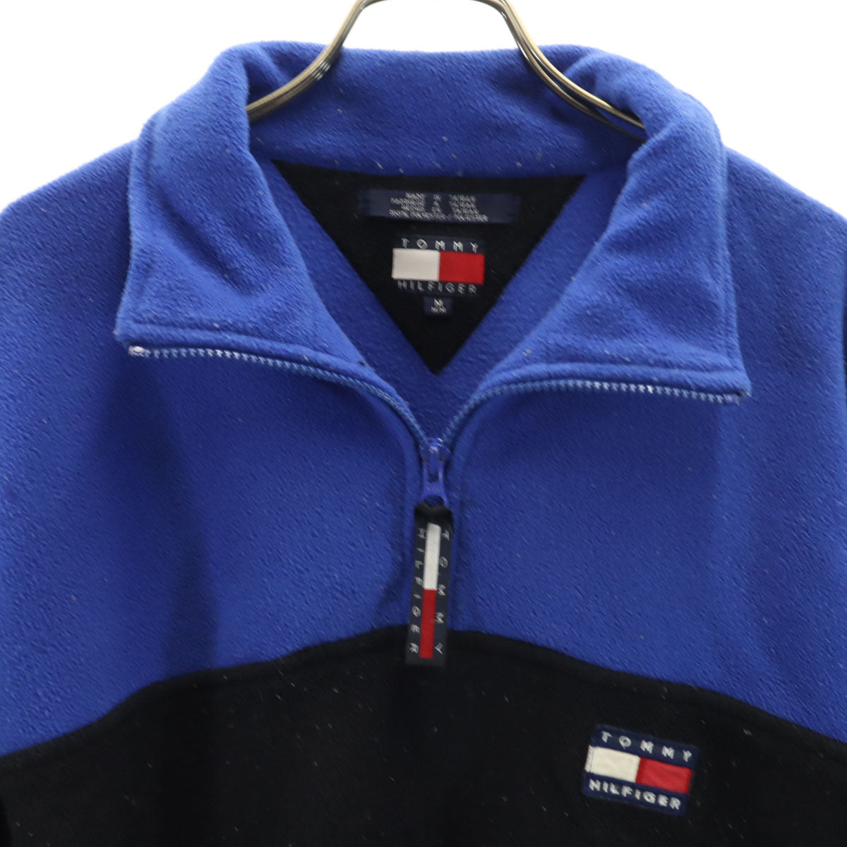 TOMMY HILFIGER トミーヒルフィガー 90s オールド フラッグタグ 長袖 ハーフジップ フリース ウェア M ブルー メンズ