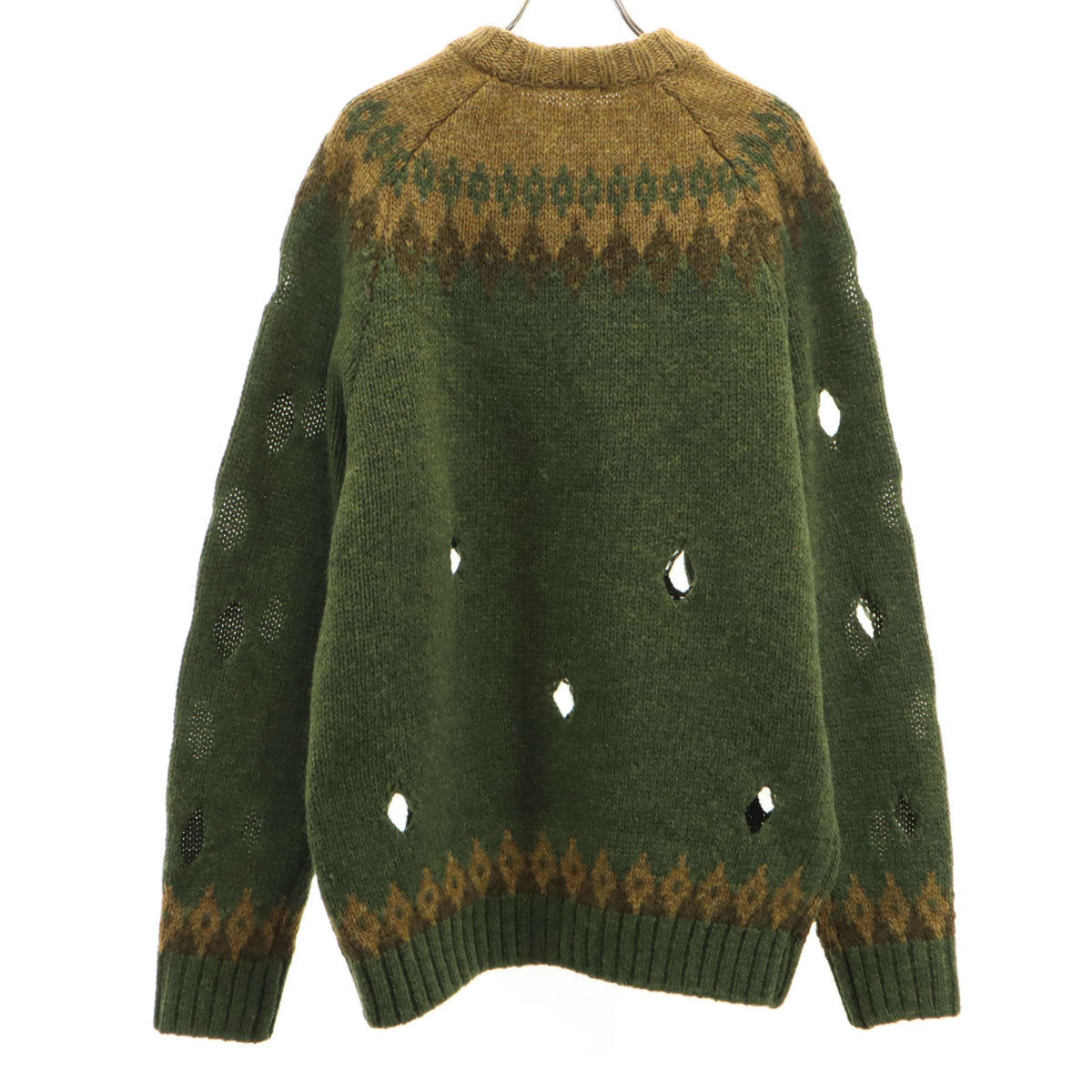 未使用 KAPITAL キャピタル 日本製 長袖 3G カットアウトラグラン セーター 3 カーキ ニット レディース