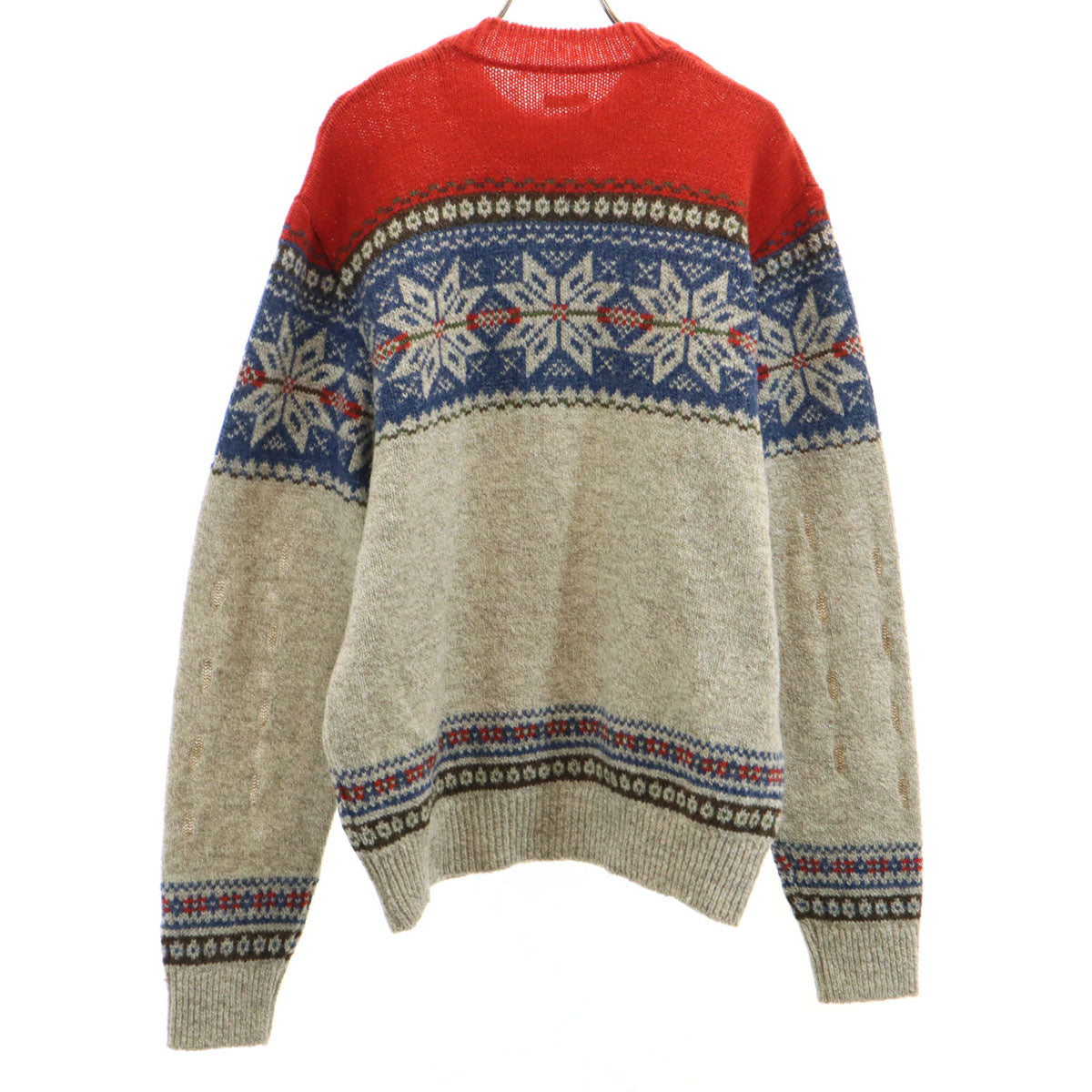 未使用 KAPITAL キャピタル 日本製 ノルディック柄 長袖 5G カットアウト セーター 3 グレー ニット レディース