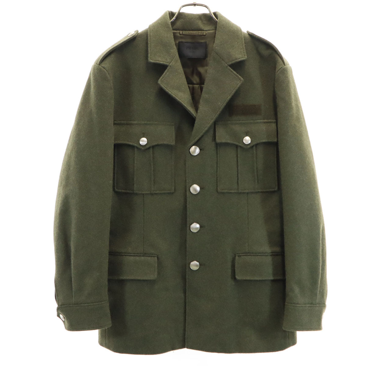 PRADA プラダ 19AW メルトン ミリタリージャケット 48 カーキ ACU1 メンズ