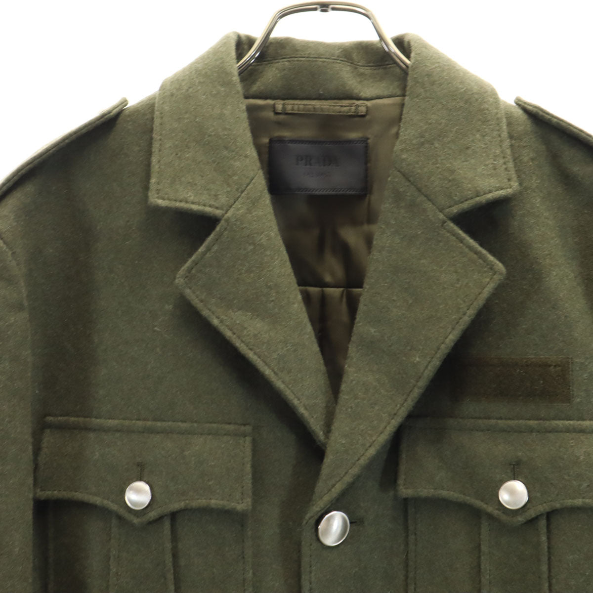 PRADA プラダ 19AW メルトン ミリタリージャケット 48 カーキ ACU1 メンズ
