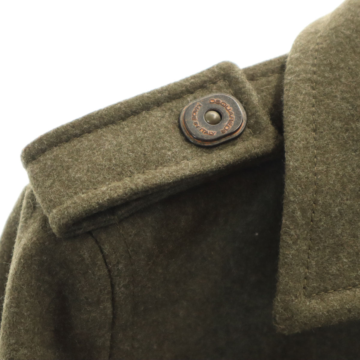 DSQUARED2 ディースクエアード イタリア製 メルトン ピーコート 44 カーキ Pコート メンズ