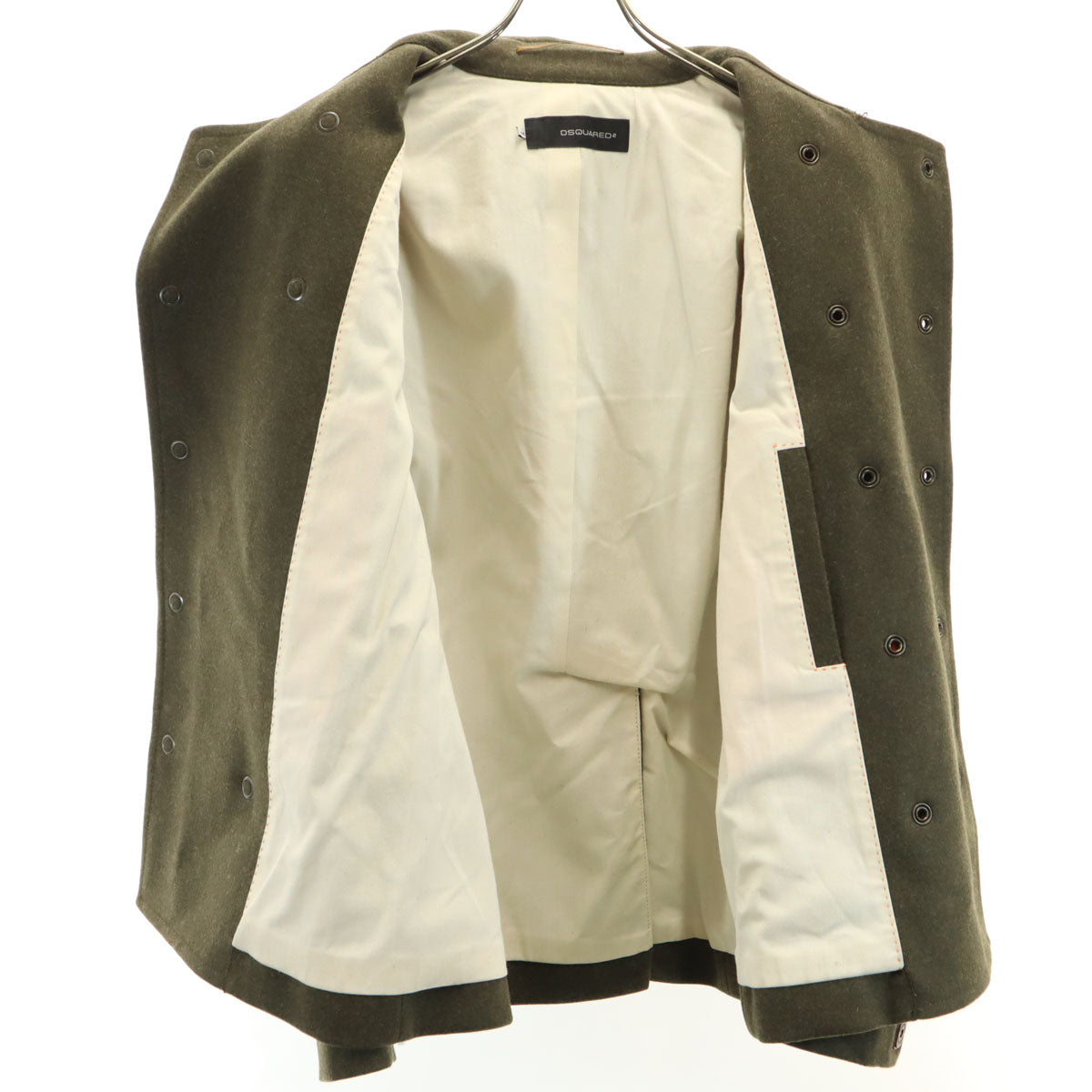 DSQUARED2 ディースクエアード イタリア製 メルトン ピーコート 44 カーキ Pコート メンズ