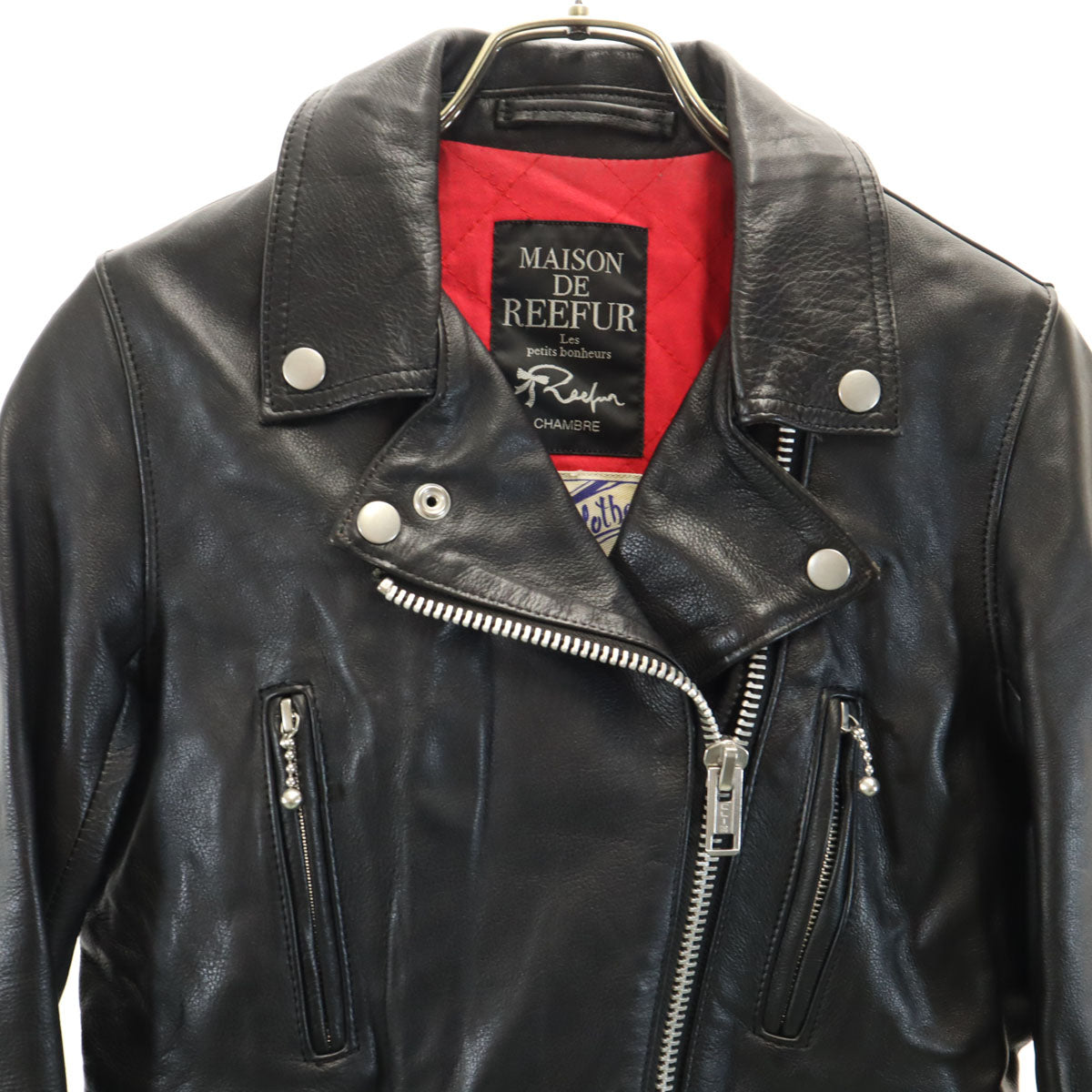 MAISON DE REEFUR メゾンドリーファー 牛革 レザー ダブルライダースジャケット 36 ブラック レディース