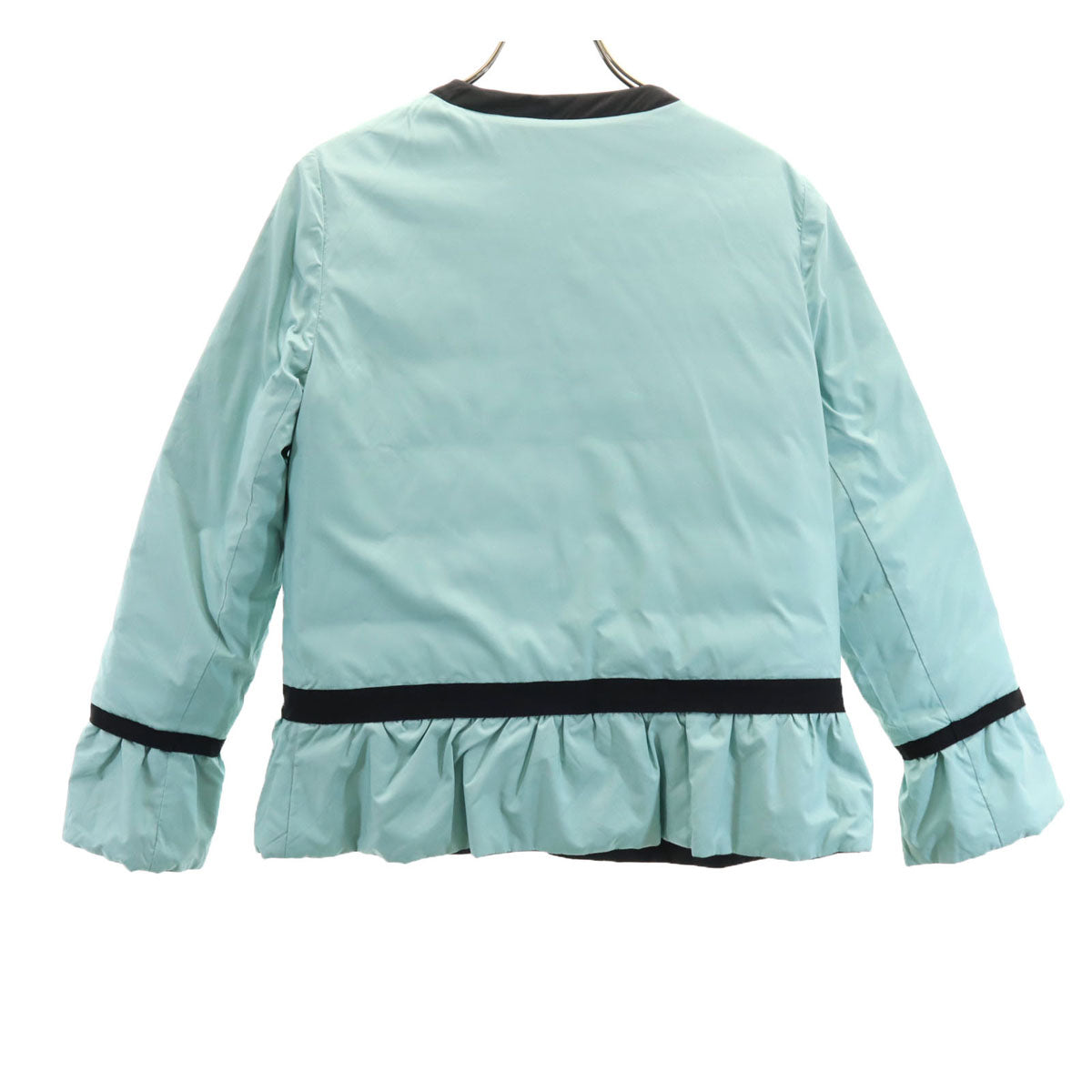 LANVIN en Bleu ランバンオンブルー ノーカラー ダウンジャケット 38 ブラック リバーシブル レディース