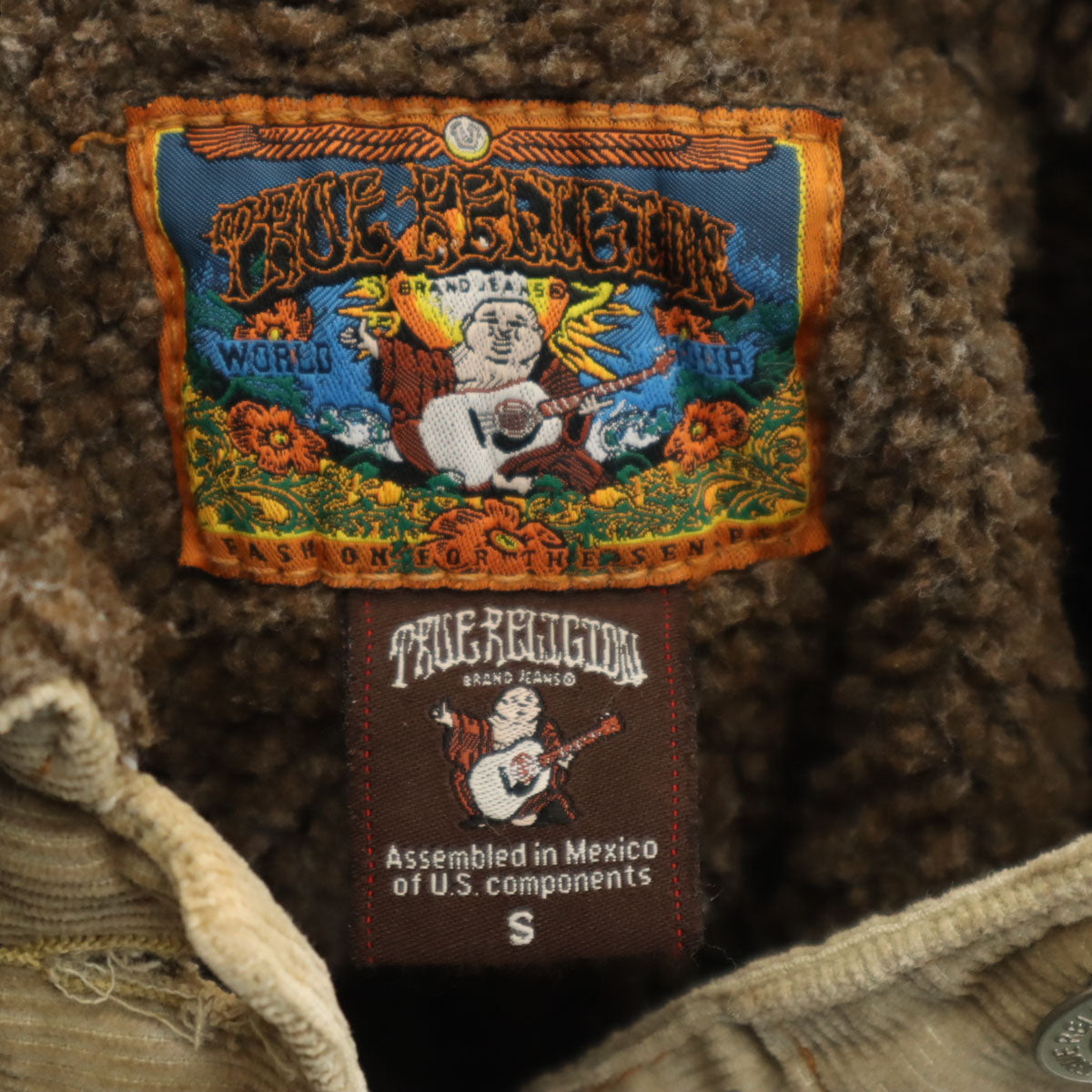 TRUE RELIGION トゥルーレリジョン コーデュロイジャケット S ベージュ系 裏ボア レディース