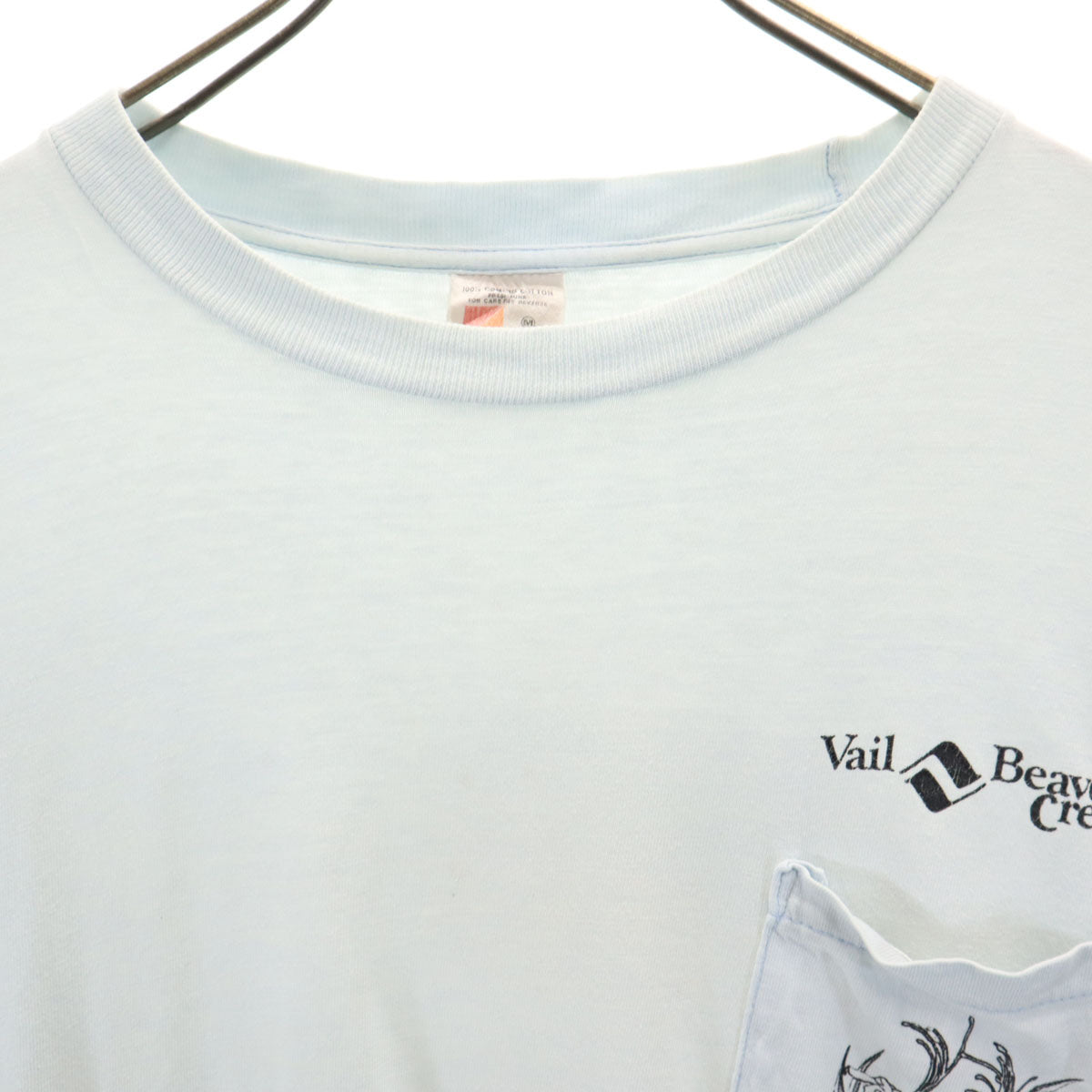 SIGNAL シグナル 90s USA製 オールド 浮世絵 バックプリント 長袖 シングルステッチ Tシャツ M 水色 ロンT 鳥 メンズ