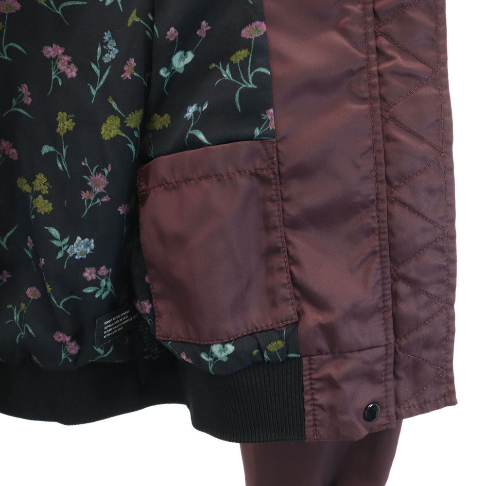 COACH コーチ ファー付き ナイロンジャケット 4 ワインレッド MA-1 ボンバージャケット レディース