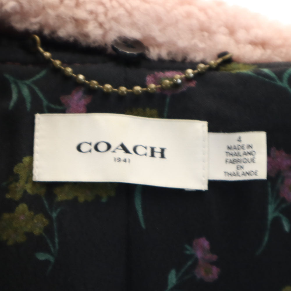 COACH コーチ ファー付き ナイロンジャケット 4 ワインレッド MA-1 ボンバージャケット レディース