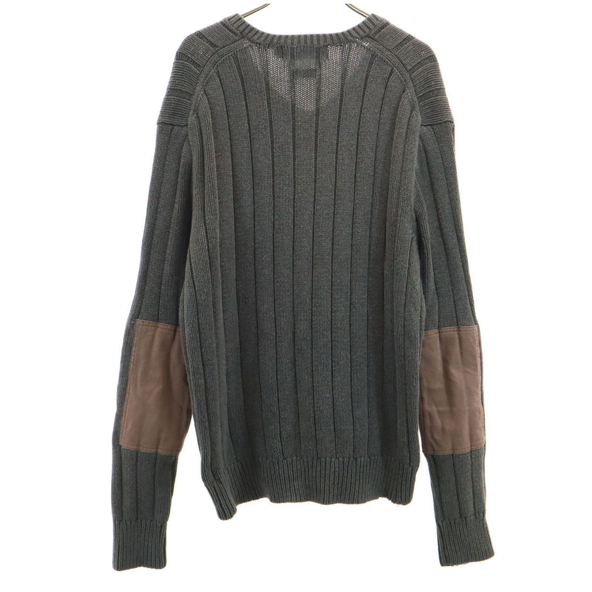 Polo by Ralph Lauren ポロバイラルフローレン 長袖 Vネック ニット M チャコールグレー セーター エルボーパッチ付き メンズ