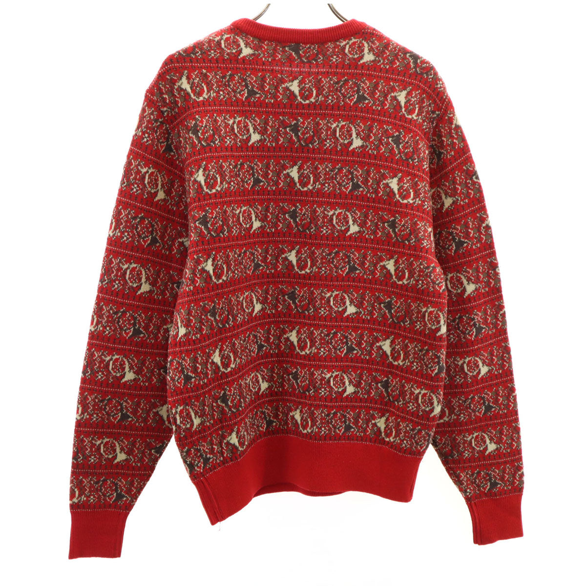 Christian Dior SPORTS クリスチャンディオール スポーツ 90s ウール オールド 総柄 長袖 セーター M レッド ニット メンズ