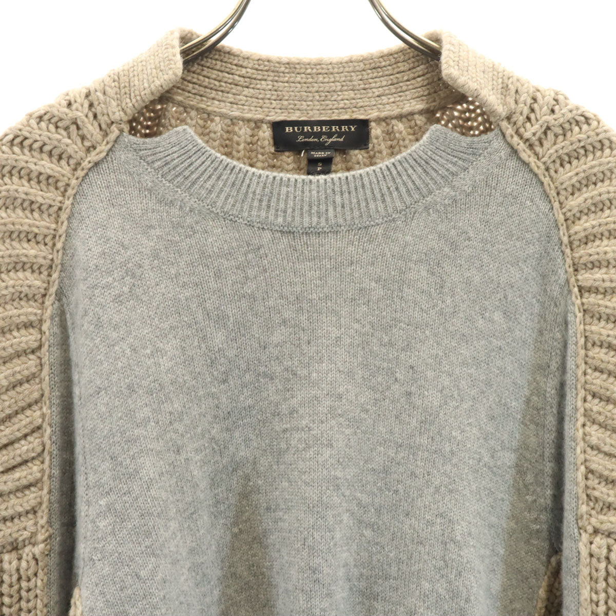 BURBERRY バーバリー イタリア製 カシミア100％ 長袖 セーター S ベージュ系 ニット メンズ