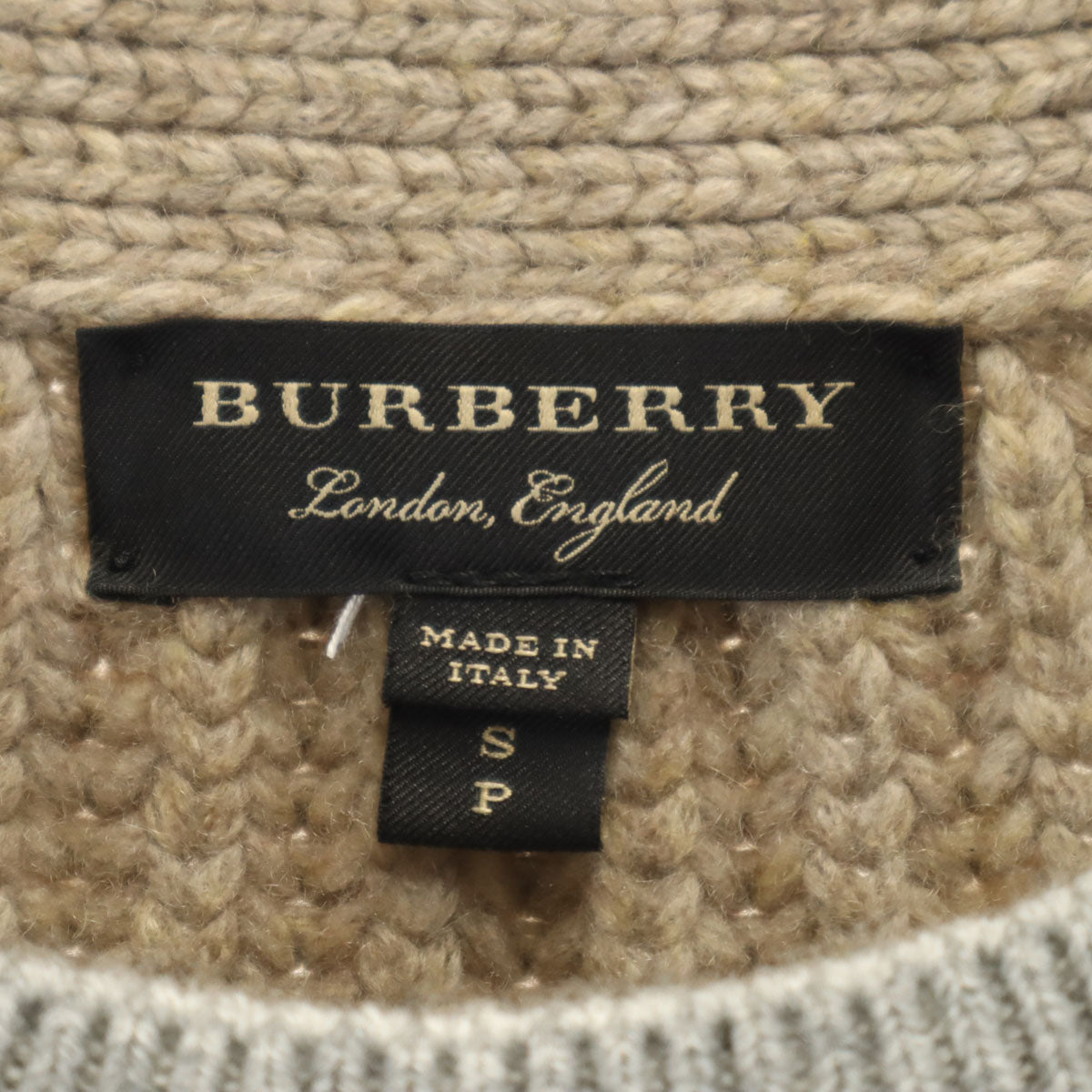 BURBERRY バーバリー イタリア製 カシミア100％ 長袖 セーター S ベージュ系 ニット メンズ