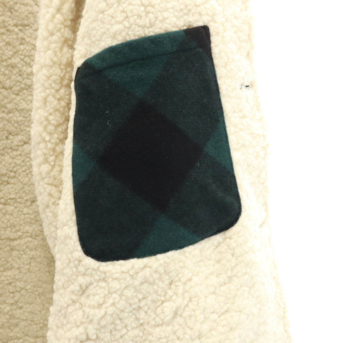 HYSTERIC ヒステリック WIND AND SEA ウィンダンシー コラボ チェック柄 ボア ランチ コート S グリーン系 DIZZY&MILKY ヒステリックグラマー くるみボタン メンズ