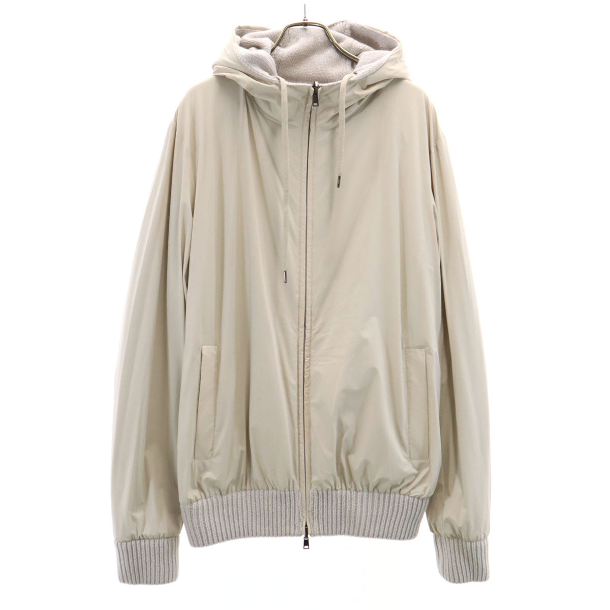 Herno ヘルノ ウール 長袖 リバーシブル ニット ジップパーカー 50 グレー メンズ