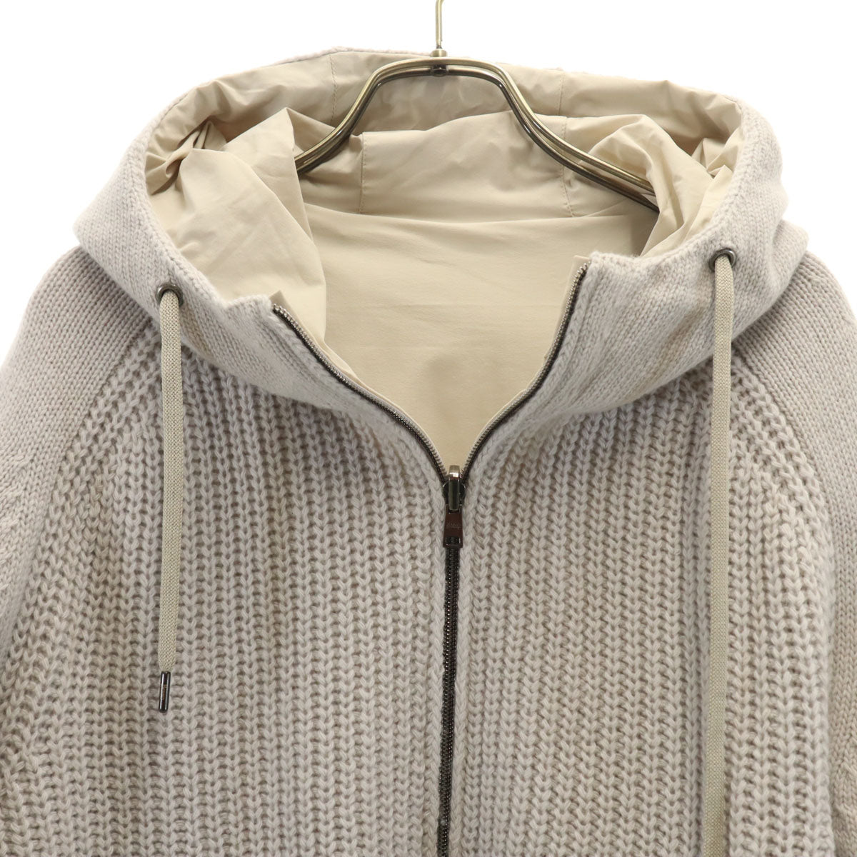 Herno ヘルノ ウール 長袖 リバーシブル ニット ジップパーカー 50 グレー メンズ