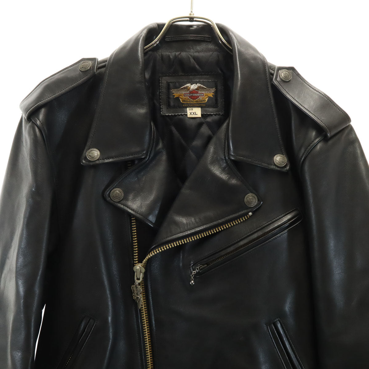 HARLEY DAVIDSON ハーレーダビッドソン 90s オールド レザー ダブルライダースジャケット XXL ブラック ビックサイズ メンズ