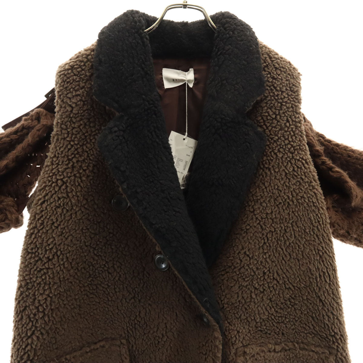 未使用 EZUMi エズミ ニットスリーブ ボアコート M ブラウン レディース