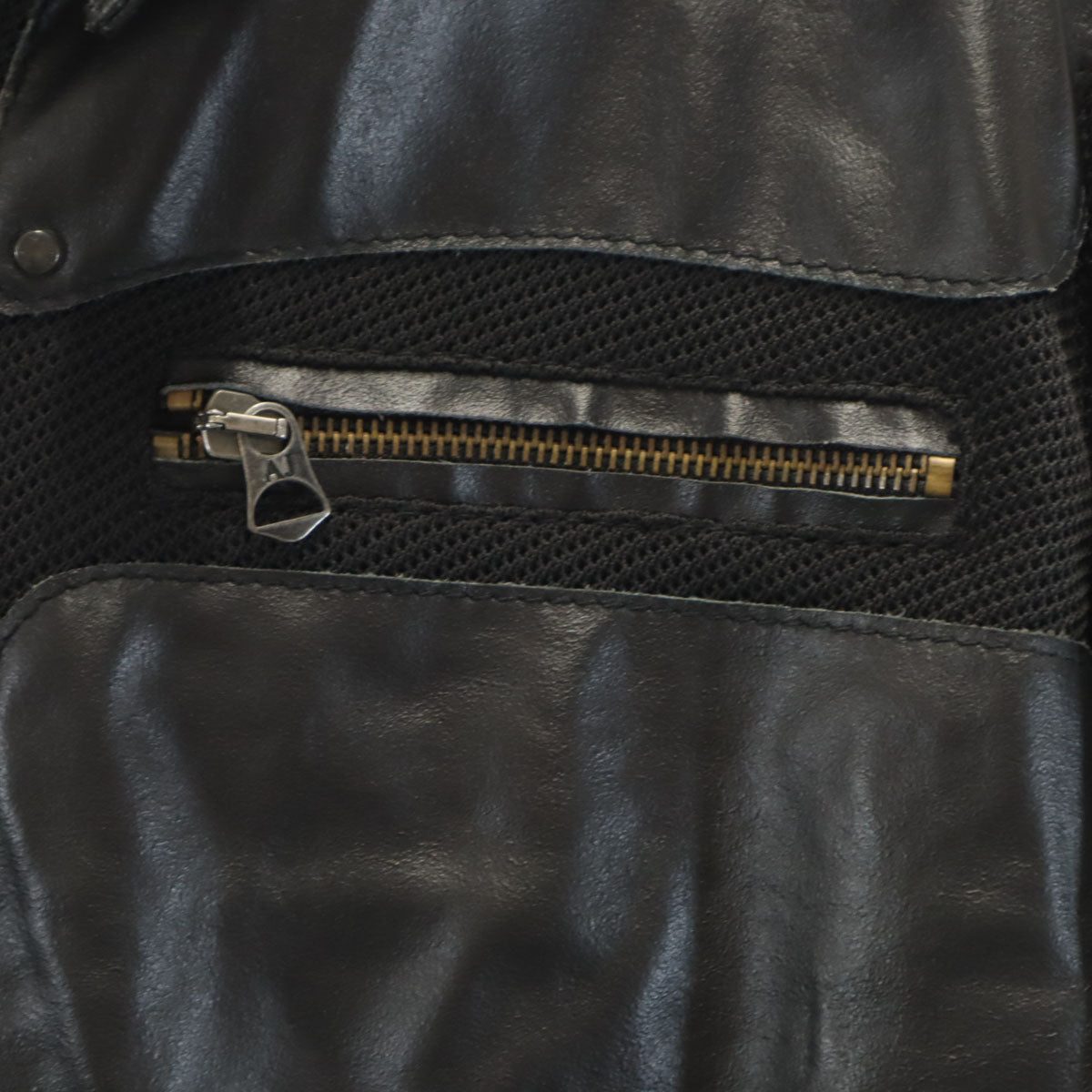 ARMANI JEANS アルマーニジーンズ イタリア製 メッシュ レザージャケット 50 ブラック メンズ