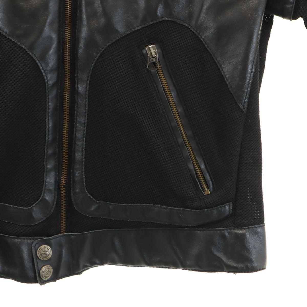 ARMANI JEANS アルマーニジーンズ イタリア製 メッシュ レザージャケット 50 ブラック メンズ