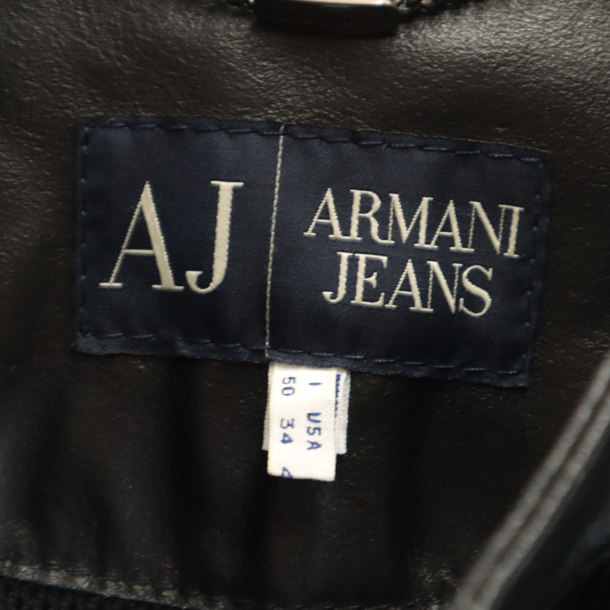 ARMANI JEANS アルマーニジーンズ イタリア製 メッシュ レザージャケット 50 ブラック メンズ