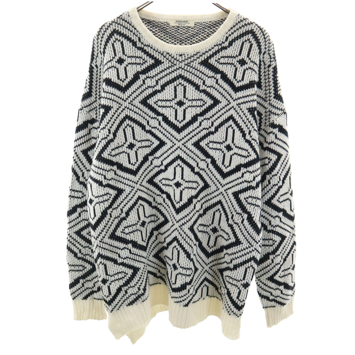 M2SQUARED エムツースクエアード 総柄 長袖 セーター アイボリー ニット レディース