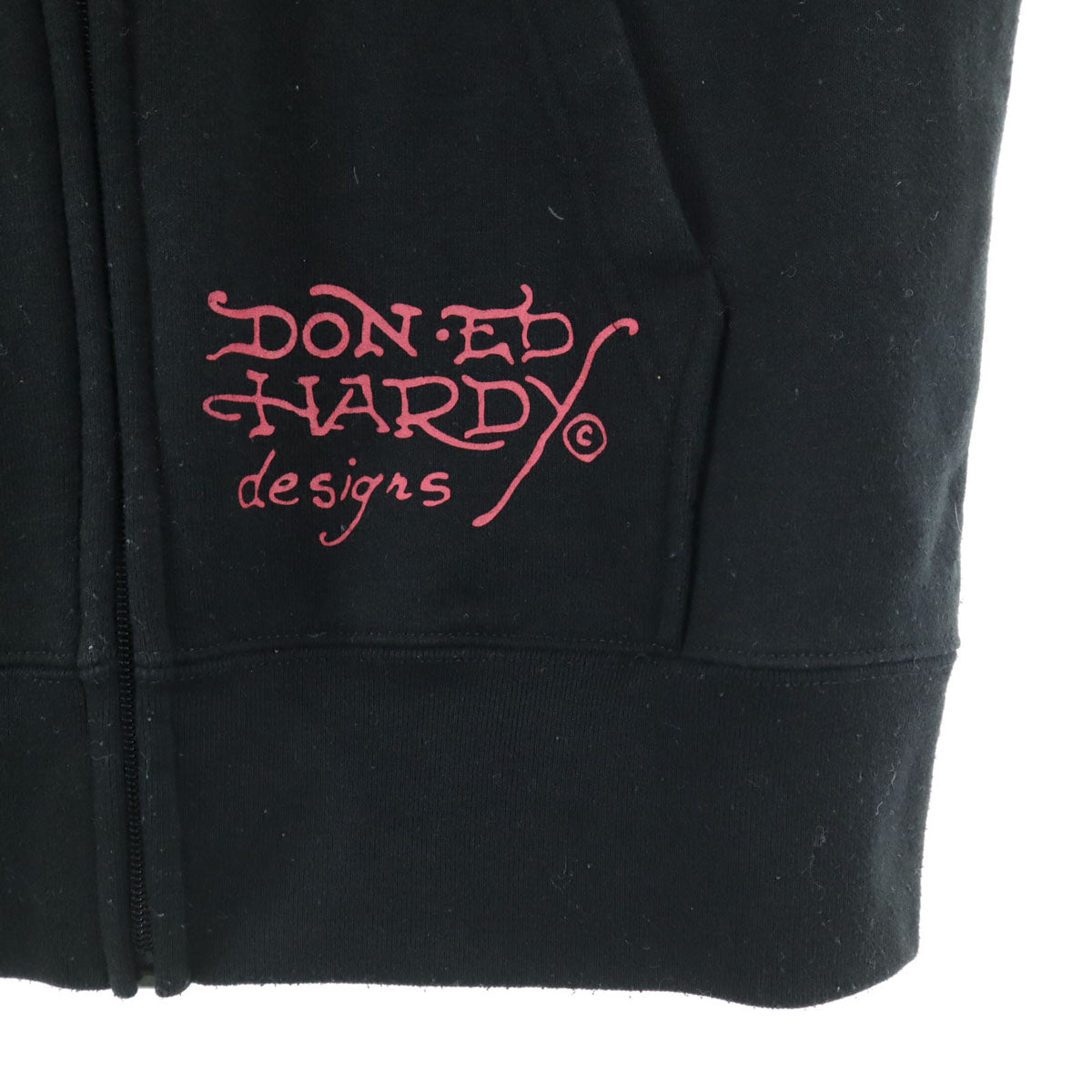 EdHardy エドハーディー バックプリント スカル 長袖 スウェット ジップパーカー M ブラック メンズ