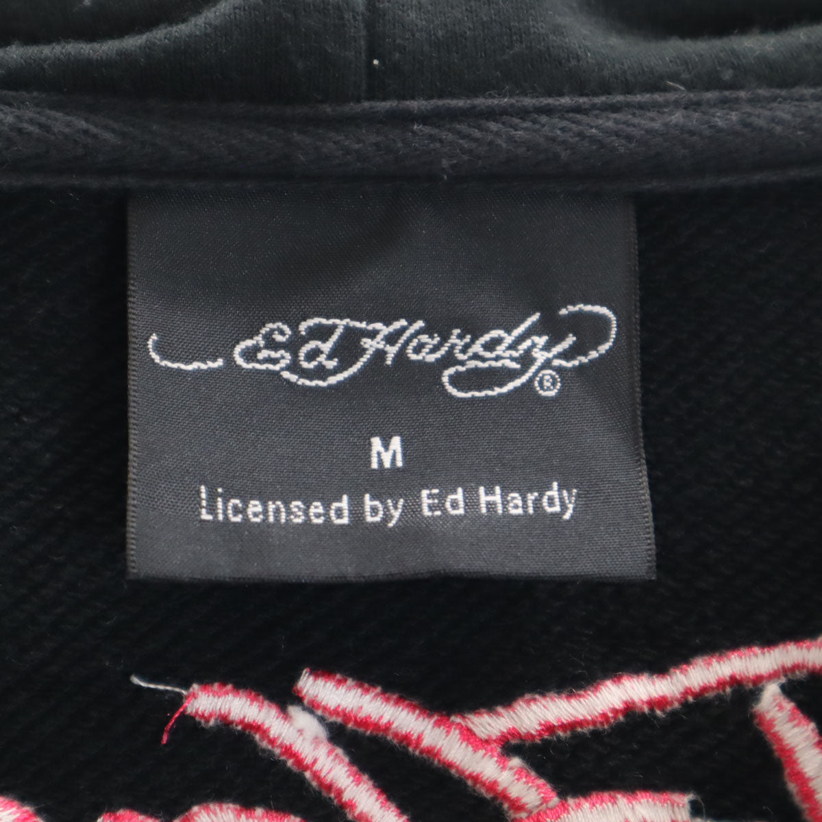 EdHardy エドハーディー バックプリント スカル 長袖 スウェット ジップパーカー M ブラック メンズ