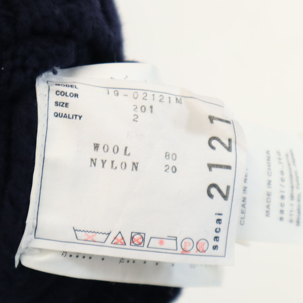 Sacai サカイ ウールブレンド 長袖 ローゲージ モックネック セーター 201 ネイビー メンズ