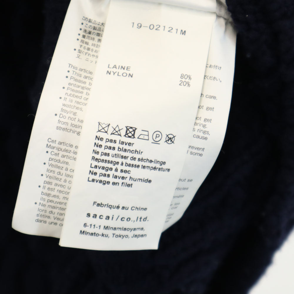 Sacai サカイ ウールブレンド 長袖 ローゲージ モックネック セーター